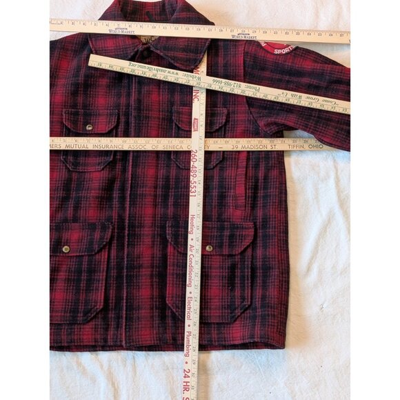 Woolrich Vintage 60s Heavy Wool Hunting Mackinaw Buffalo Check Jacket Patches 42 - Picture 8 of 16